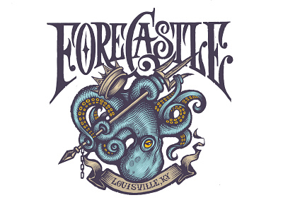 Forcastle Festival Artwork crown customtype festival logo logodesign logos ocean octopus posiden sea triton victorian victorian type