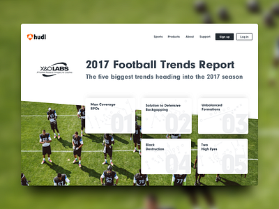 Football Trend Reports Landing Page card design football layout sports technology web web design website