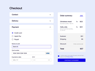 Checkout | Card payment | Daily UI 002 card details card payment checkout checkout design dailyui e commerce ecommerce payment ui ui ui design