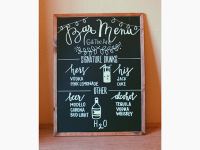 Bar/Menu Lettering handlettering lettering weddings