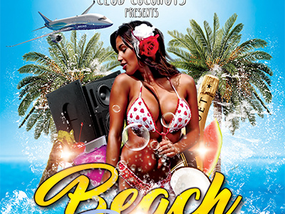 Beach Party Flyer club flyer coctail djs event flyer flyer template music nightclub party flyer poster summer summer party
