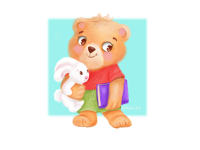 Bear and toy bunny