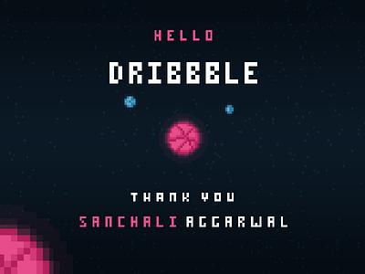 Hello Dribbble! art design dribbble graphic hello photoshop pixel space thank you