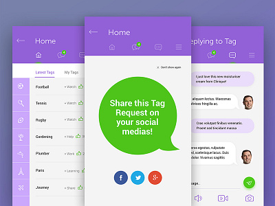 Tagme Mobile App-3 app connection dashboard flat ios material mobile social