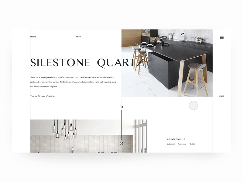 Silestone UI Animatio concept kitchen layout minimal modern ui ux web design