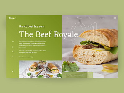 Palegg Beef Royale Page clean concept food interface metro modern norway sandwich uiux web design