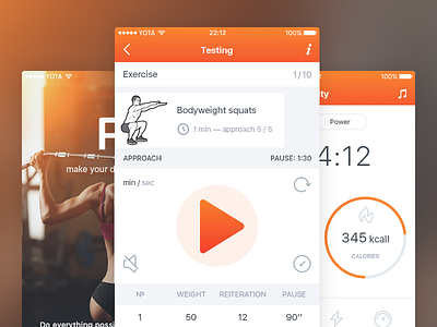 Train your body app amazing body color design exellent fit gradient icons orange ui ux