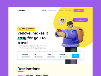 Vencvel | Makes it Easy for you to Travel 3d fast fpy graphic design moderndesign travel traveling ui uidesign uiux uxdesign vencvel webdesign