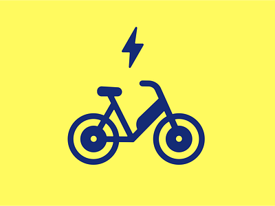 E-Bike bicycle bike blue branding electric energy icon iconography icons illustration sustainable transportation vector yellow