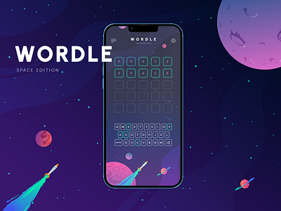WORDLE - Space edition 2022 app design dribbblers figma flat game hellodribbble minimal space ui userexperience userinterface ux web webdesign wordle