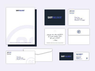 Gary Faulkner Collateral business card collateral envelope letterhead notecard