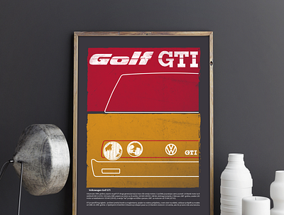 Golf GTI MK II minimalistic poster design branding design graphic design illustration poster typo vector