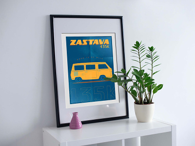 Zastava 435K print design artwork branding car design graphic design illustration minimal poster print serbia urban van vector yellow yugoslavia zastava 435k