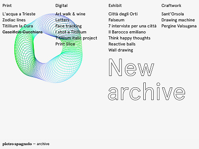 pietro spagnolo — archive animation graphic js minimal p5 processing website white
