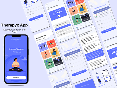 Emotion Therapy App emotion therapy healthcare app mental app mental health app relaxing app ui design therapy app ui design of mental health