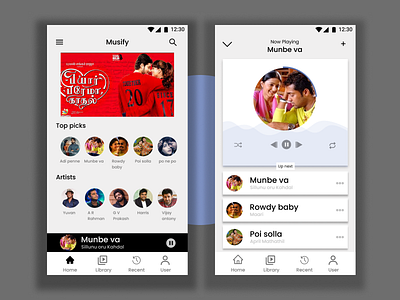 Musify Music player app appdesign application musicplayer musify pause play song songs uidesign uxuidesign web