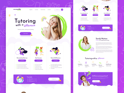 Children tutoring courses landing page. UI/UX Design