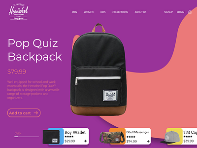 Herschel Product Page adobe design herschel supply icon typography ui ux web website xd design