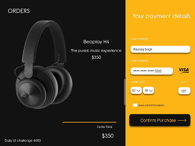 UIdaily Challenge #002 adobe canada challenge checkout dailyui headphones hellodribble toronto ui