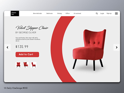 Product Page: Chair design page product toronto ui ux