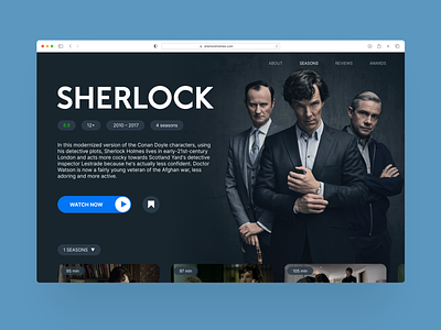Sherlock TV Series Promo Page first screen makeevaflchallenge makeevaflchallenge6 page promo serials sherlock tv series ui ui design uiux uiuxdesign web design webdesign
