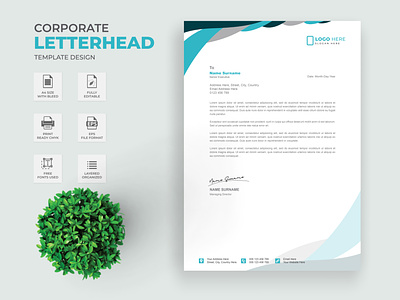 Corporate Letterhead Template Design a4 letterhead ads advertisement design branding business flyer company letterhead design illustration letterhead letterhead design logo vector