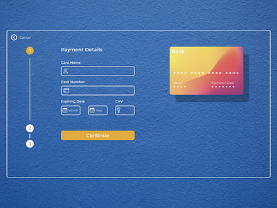 Daily UI 002 - Credit Card Checkout 001 bank blue card credit credit card daily ui engajement flow pallet ui yellow