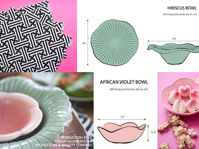 Tableware Product Design adobe illustrator ceramic bowls ceramic plates ceramic tableware custom design design design illustration flower bowls graphic illustration handmade ceramics homeware illustration lotus plates product design product illustration tableware design technical design technical illustration