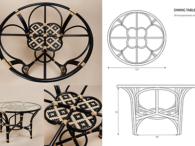 Furniture Technical Illustration design design illustration flat illustration furniture design graphic illustration illustration interior design product design product illustration rattan design rattan furniture rattan table table design technical design technical illustration