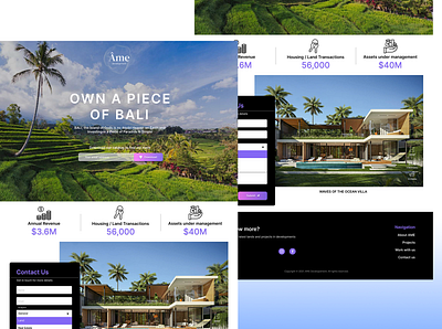 AME Development Landing Page Daily UI #004 daily ui daily ui landing page dailyui003 development landing page figma landing page real estate real estate development real estate landing page ui ui designer uxui website design wireframe