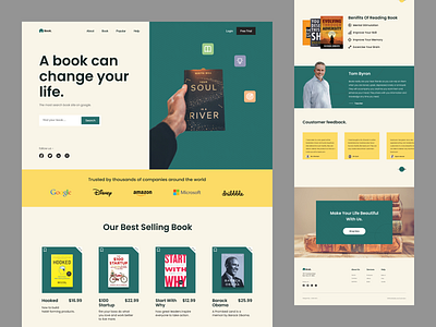 Online Book Store Landing Page book store branding clean creative design figma landing page ui ux web