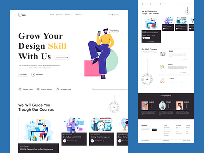 Online Course Landing Page branding clean design course creative design e learn figma homepage illustration juale . landing page learning learning platform online education skills training uiux ux web web design