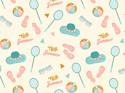 Summer pastel pattern design illustration pastel summer vector бандбинтон мяч очки паттерн песочница яркость