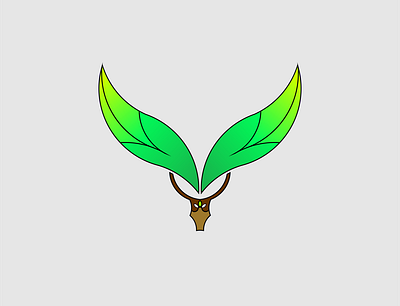 Deer With Leaf Horn Logo Concept