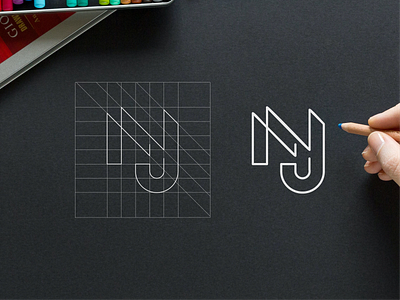 NJ monogram concept logo app branding design icon illustration logo typography vector