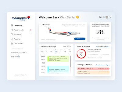 Pilot Training Dashboard - Concept airlines airways app assignment dashboard design graphic design malaysia pilot report task training ui ux