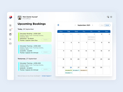 Pilot Training Bookings Page - Concept airlines airways app bookings calendar dashboard design graphic design pilot training ui