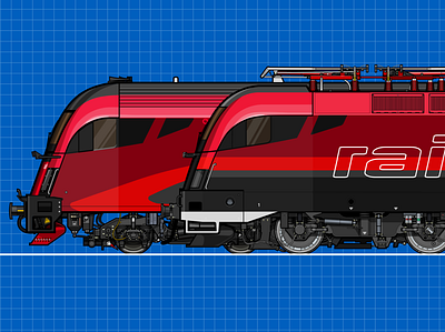 Railjet illustration locomotive rail railway red train