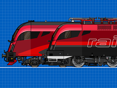 Railjet illustration locomotive rail railway red train