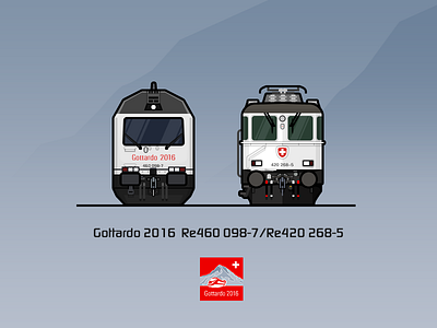 Gottardo2016 Re460&Re420 illustration locomotive rail railway train white