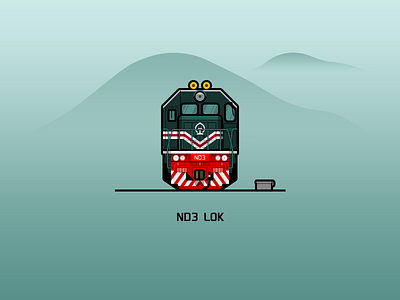 ND3 green illustration locomotive rail railway red train