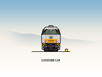 SNCB G2000bb blue illustration locomotive rail railway train yellow