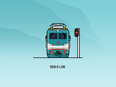 SS9 E-lok blue green illustration locomotive rail railway train
