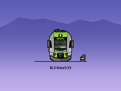 BLS Rabe535 green illustration locomotive purple rail railway train