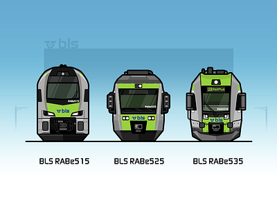 BLS Rabe blue green illustration locomotive rail railway train