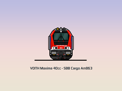 VOITH Maxima 40cc-SBB Cargo Am863 blue illustration locomotive rail railway red train