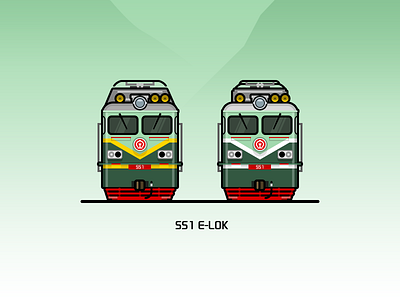 SS1 E-lok green illustration locomotive rail railway train