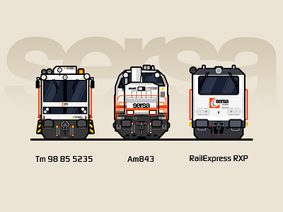 Sersa AG illustration locomotive rail railway train white yellow