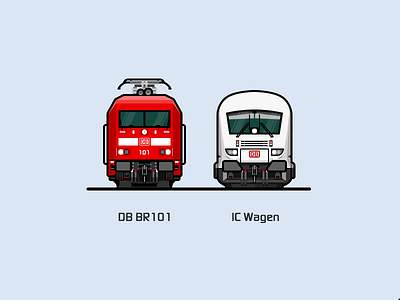 DB BR101 illustration locomotive rail railway red train white