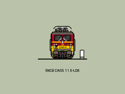 SNCB Class11 E-lok green illustration locomotive rail railway red train yellow